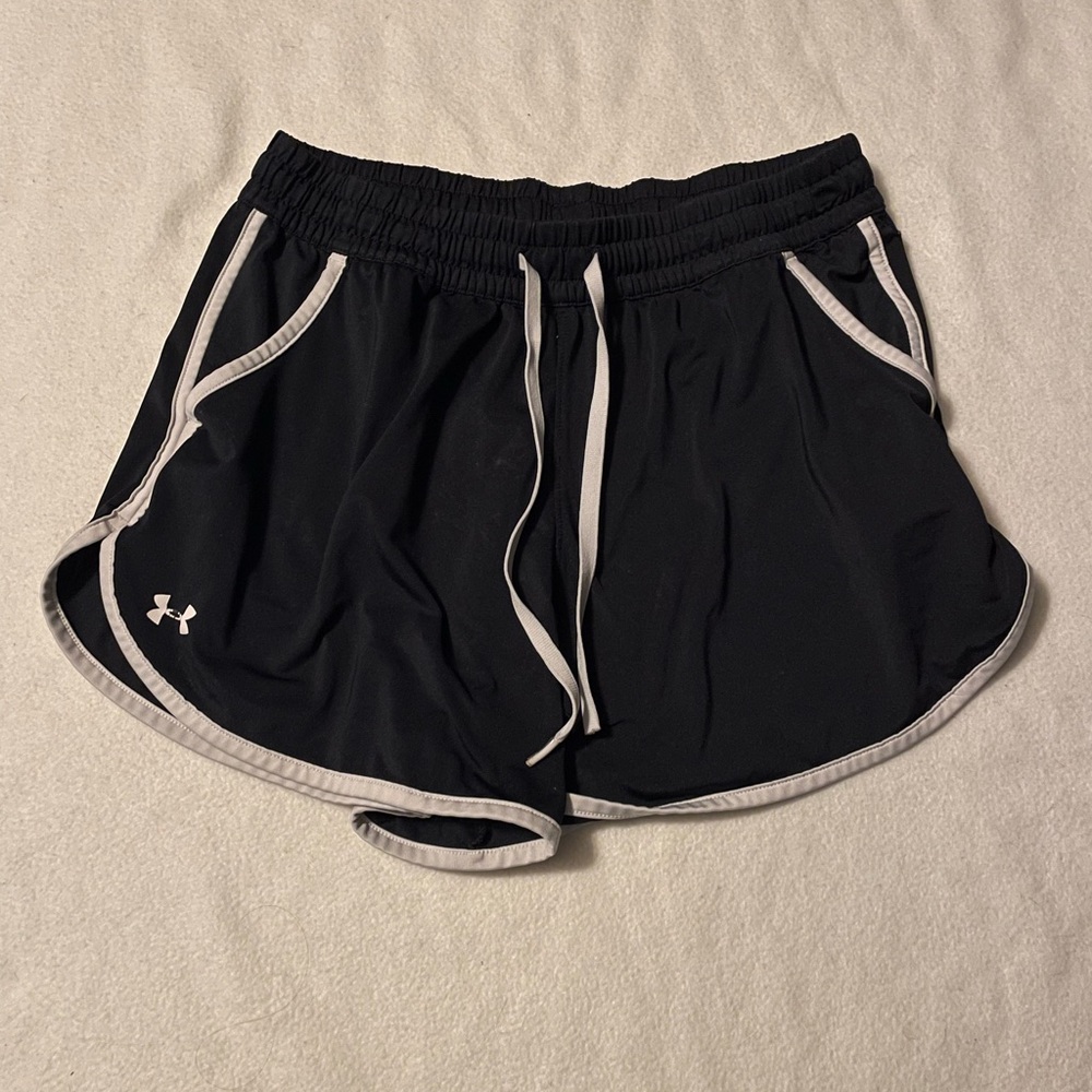 Under Armour Women's Black Athletic Shorts with White Trim